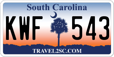 SC license plate KWF543