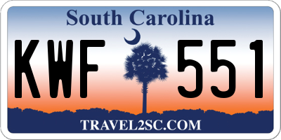 SC license plate KWF551