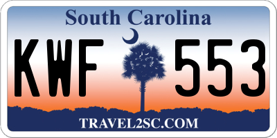 SC license plate KWF553