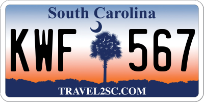 SC license plate KWF567