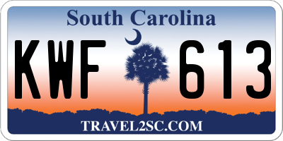 SC license plate KWF613