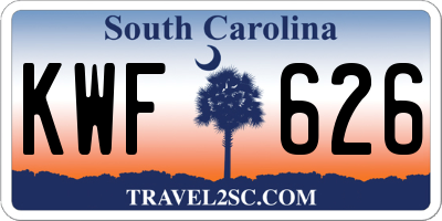SC license plate KWF626