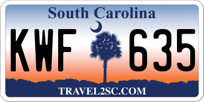 SC license plate KWF635