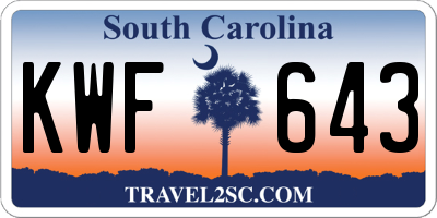 SC license plate KWF643