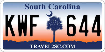 SC license plate KWF644