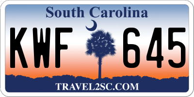 SC license plate KWF645