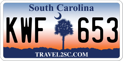 SC license plate KWF653