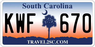 SC license plate KWF670