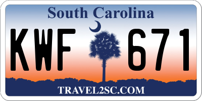 SC license plate KWF671