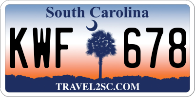 SC license plate KWF678