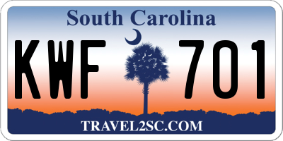 SC license plate KWF701