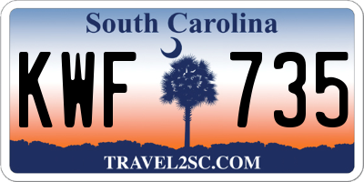 SC license plate KWF735