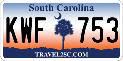 SC license plate KWF753