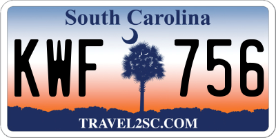 SC license plate KWF756