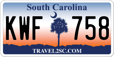 SC license plate KWF758