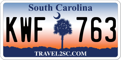 SC license plate KWF763