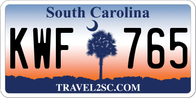 SC license plate KWF765