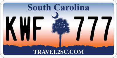 SC license plate KWF777