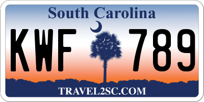 SC license plate KWF789