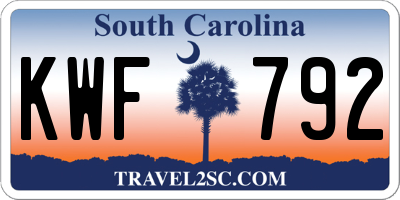 SC license plate KWF792