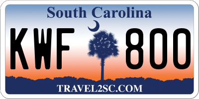 SC license plate KWF800