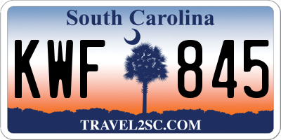 SC license plate KWF845