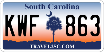 SC license plate KWF863