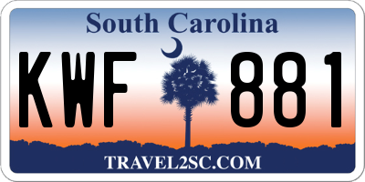 SC license plate KWF881