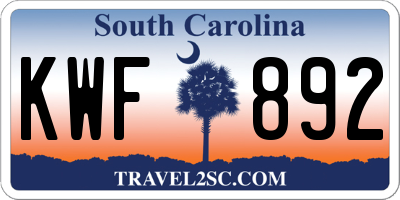 SC license plate KWF892