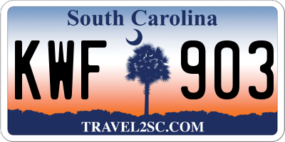SC license plate KWF903