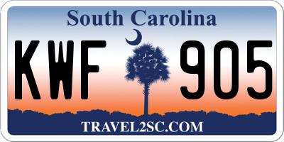 SC license plate KWF905