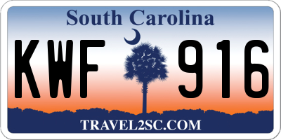 SC license plate KWF916