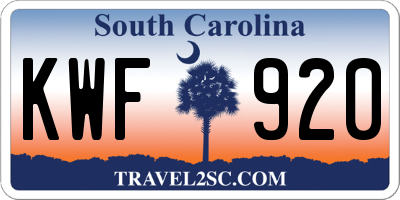 SC license plate KWF920