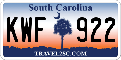 SC license plate KWF922