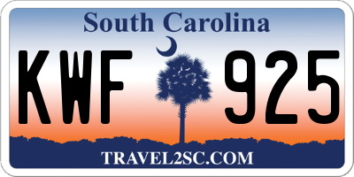 SC license plate KWF925