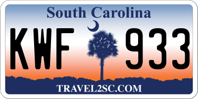 SC license plate KWF933