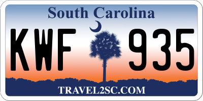 SC license plate KWF935