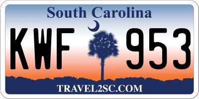 SC license plate KWF953