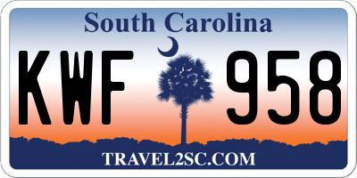 SC license plate KWF958