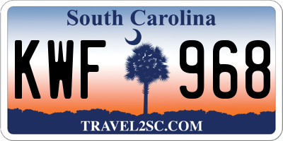 SC license plate KWF968
