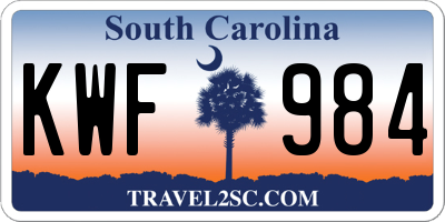 SC license plate KWF984