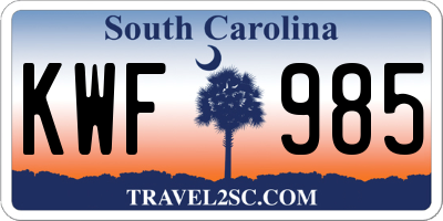 SC license plate KWF985
