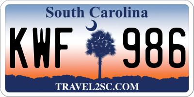 SC license plate KWF986