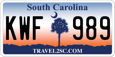 SC license plate KWF989