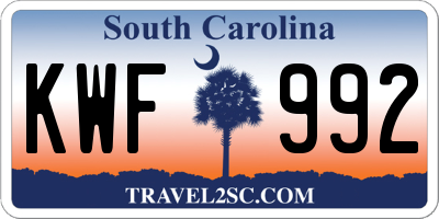 SC license plate KWF992