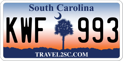 SC license plate KWF993