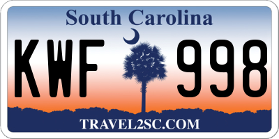 SC license plate KWF998