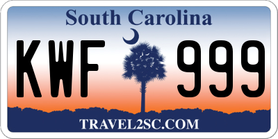 SC license plate KWF999