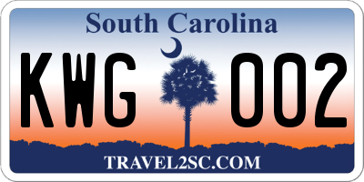 SC license plate KWG002