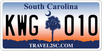 SC license plate KWG010